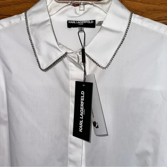 NWT Karl Lagerfeld Paris lady’s shirt 100% cotton size M - Picture 2 of 7